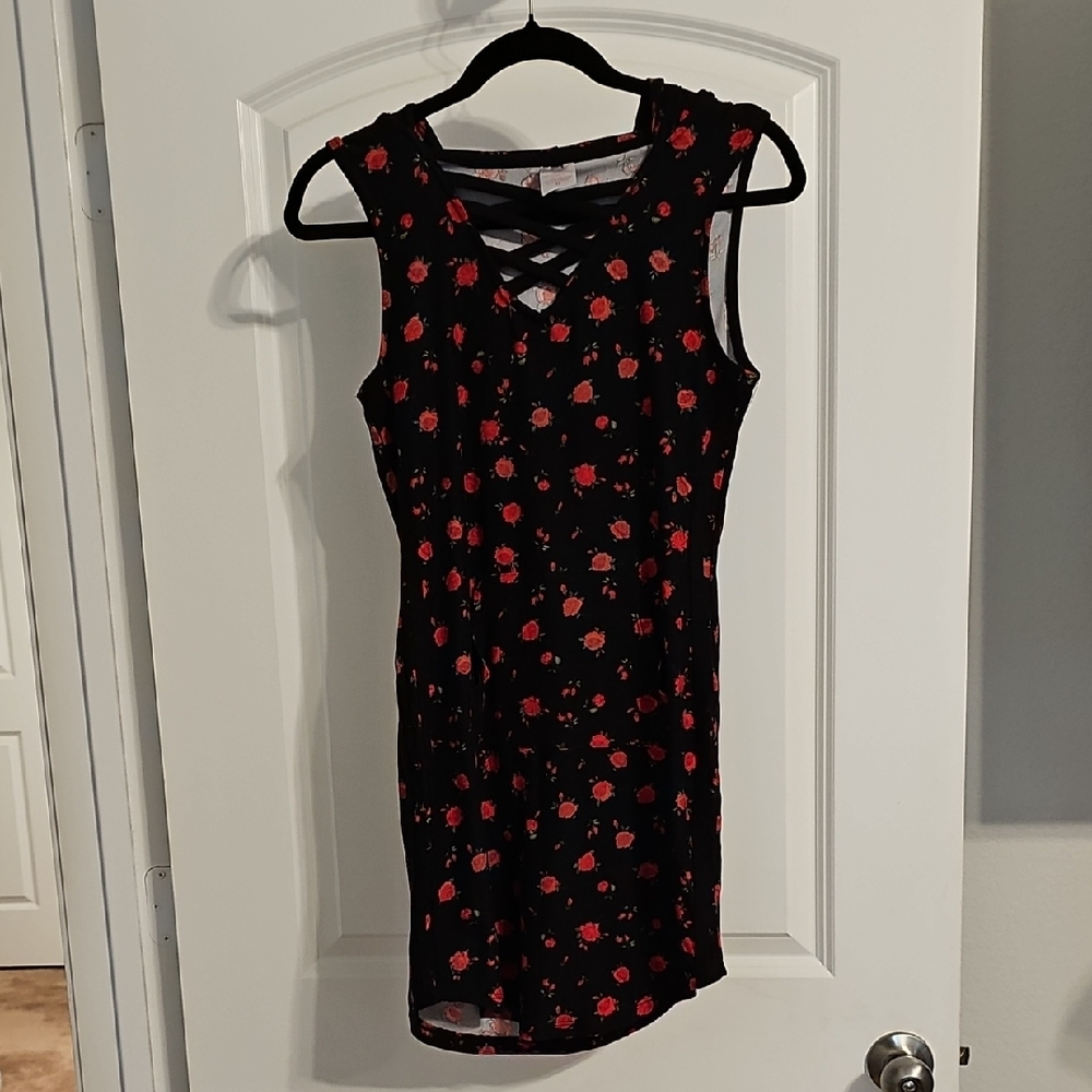 No Boundaries Black and Red Floral Dress